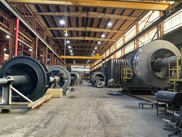 Industrial fans in a warehouse